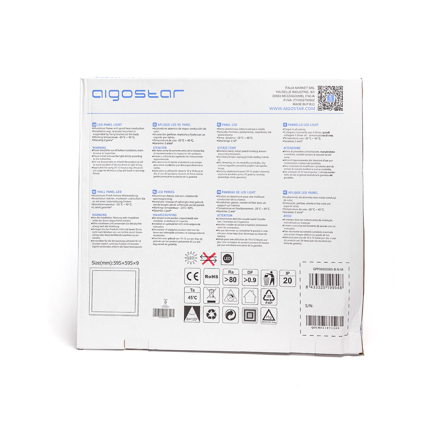 MS Panel LED E5 6500K 50W Prendeluz