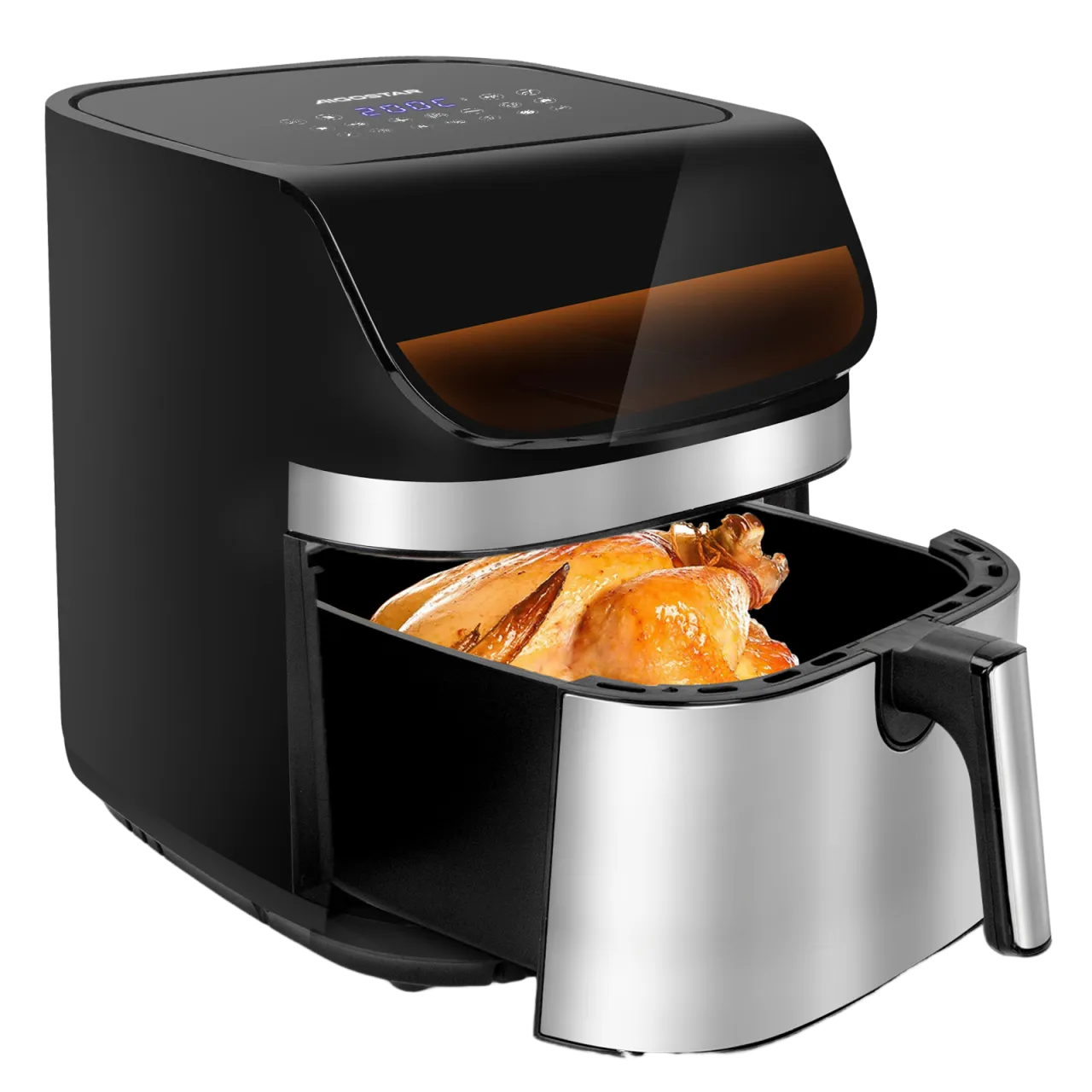 Aigostar Hayden X - Friggitrice ad Aria, 9-in-1 Menu, Friggitrice Senza Olio da 1500W, 4L, Touch Screen LED, Slot Raccogli Cavo, Senza BPA, Cestino Antiaderente Rimovibile, Nero