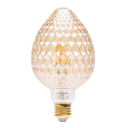 aigostar - bombilla led e27 4w luz calida 1800k 320 lumenes decorativa fresa facetada bombilla vintage de tipo edison con filamento color ambar no regulable pack 1 uds
