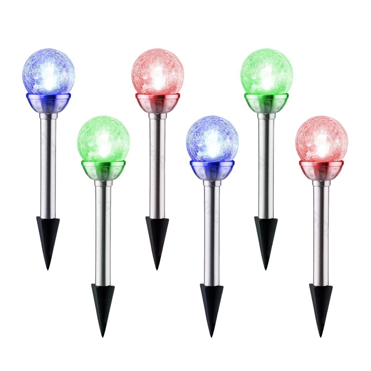 aigostar luces solares jardin 6 pack rgb lampara led luz solar exterior ip44 acero inoxidable luces solares para exterior jardin para patio cesped pasillo terraza sin cables l80w80h358mm