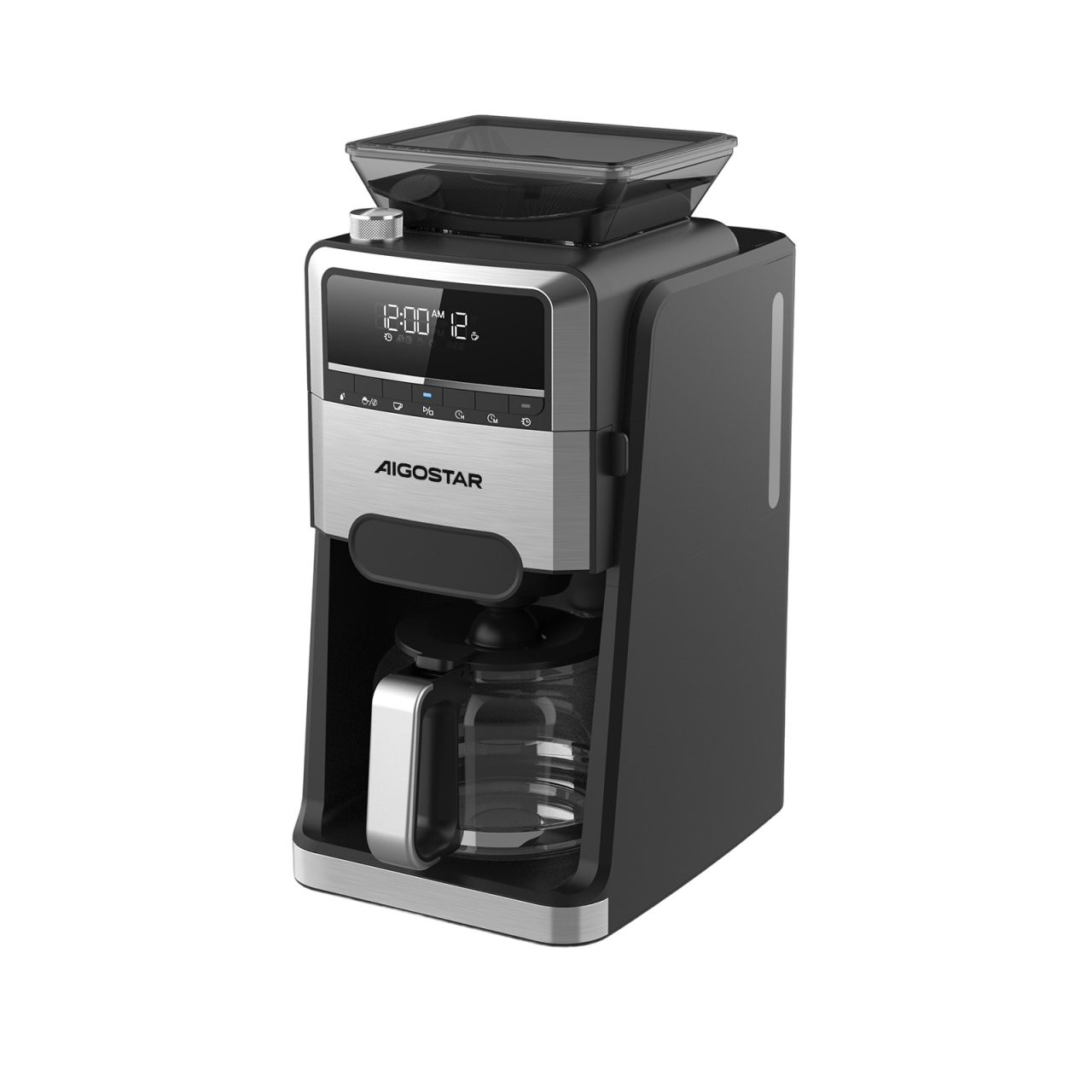 Aigostar Savor – Cafetera Americana con molinillo integrado 1400W | Depósito 1.5L, Tolva 200g, 3 Niveles de Intensidad 1400W