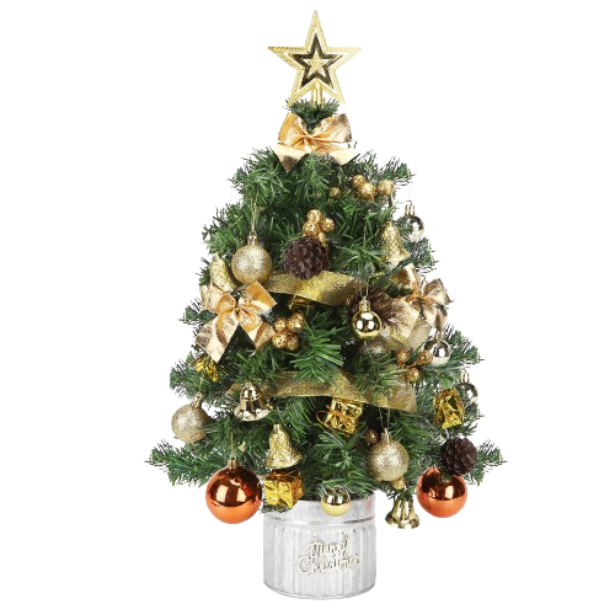 Aigostar Árbol de Navidad Pequeño 60cm, Mini Christmas Tree con 48 Adornos Colgantes, Ideal para la Decoración Navideña del Interior del Hogar