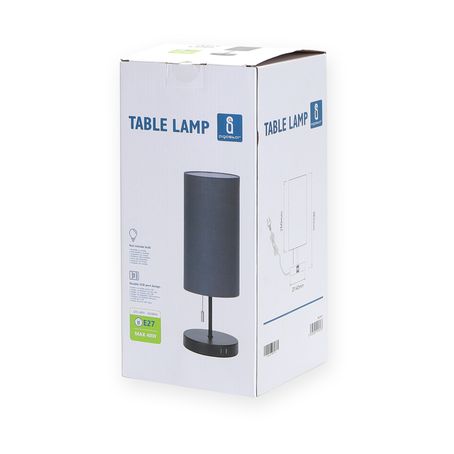 lámpara de metal para escritorio con dos USB