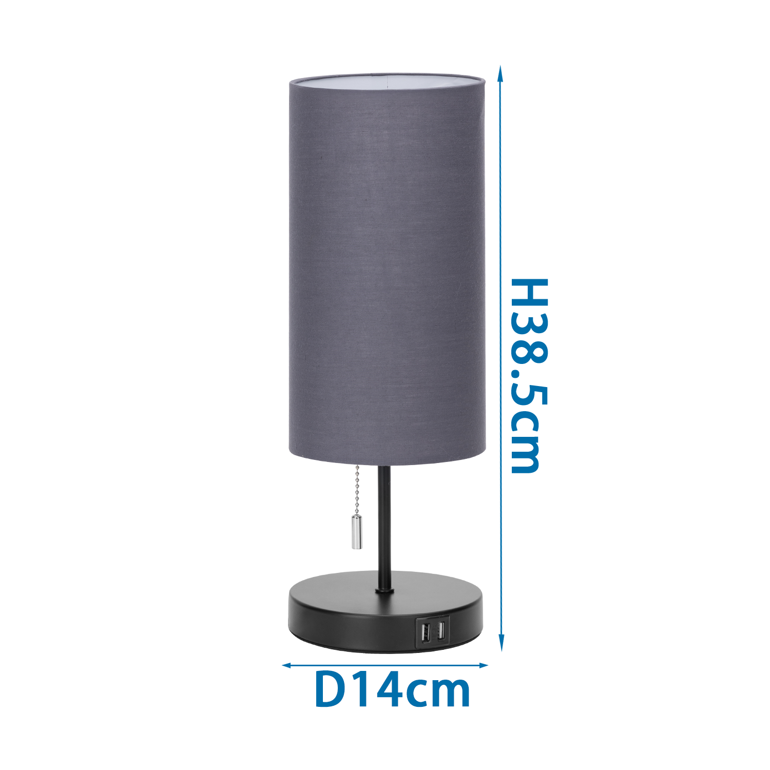 lámpara de metal para escritorio con dos USB