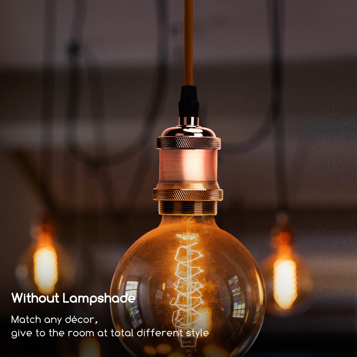 Aigostar Metall E27 Vintage Lampenfassung,E27 Retro Lampenaufhängung mit Kabel,Vintage Pendelleuchte mit Deckenhalterung,1m Kabel,Rotbronze