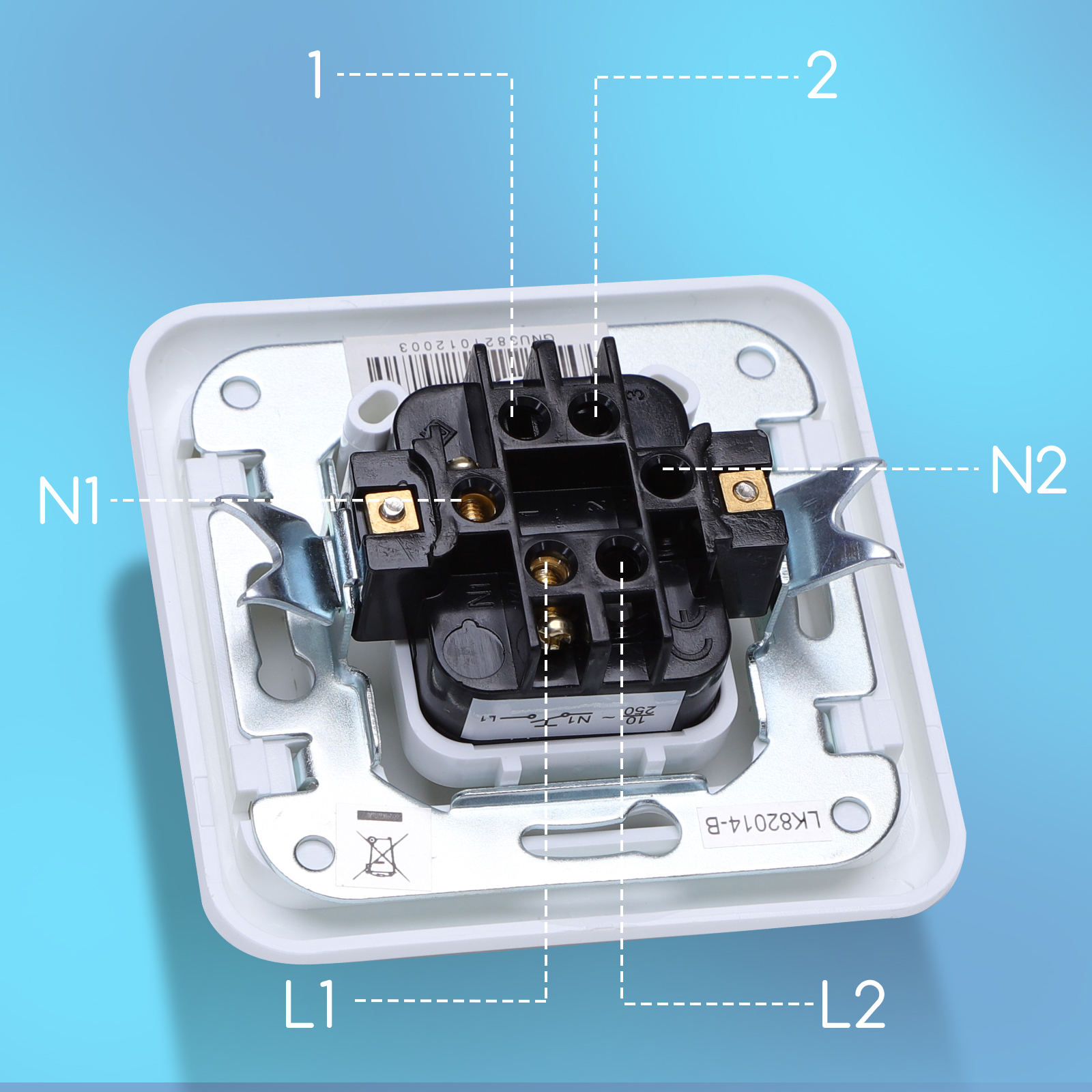 interruptor de timbre alemán, blanco