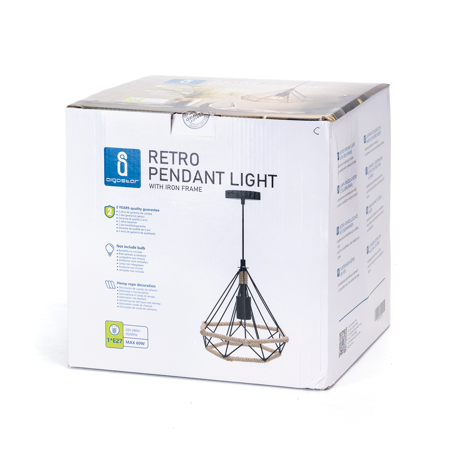 luminaria colgante con casco de hierro