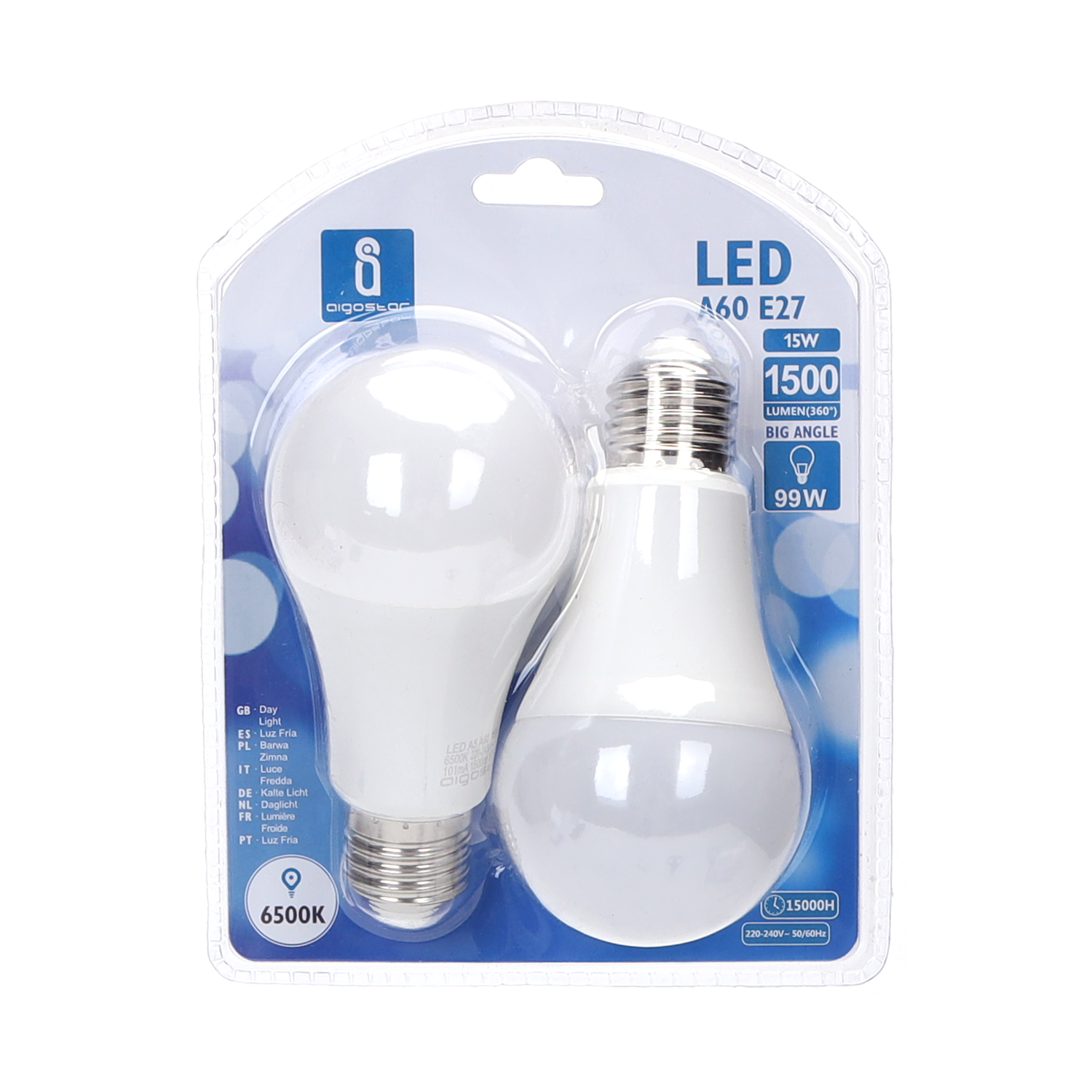 lED A60 E27 15W  Luz Fría  15W