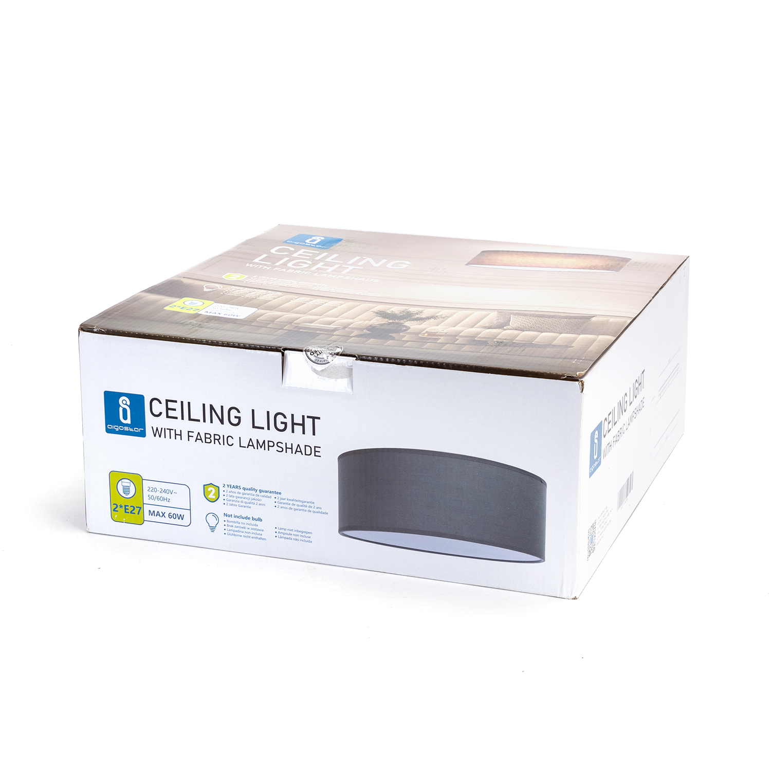 lámpara colgante con tulipa de tela