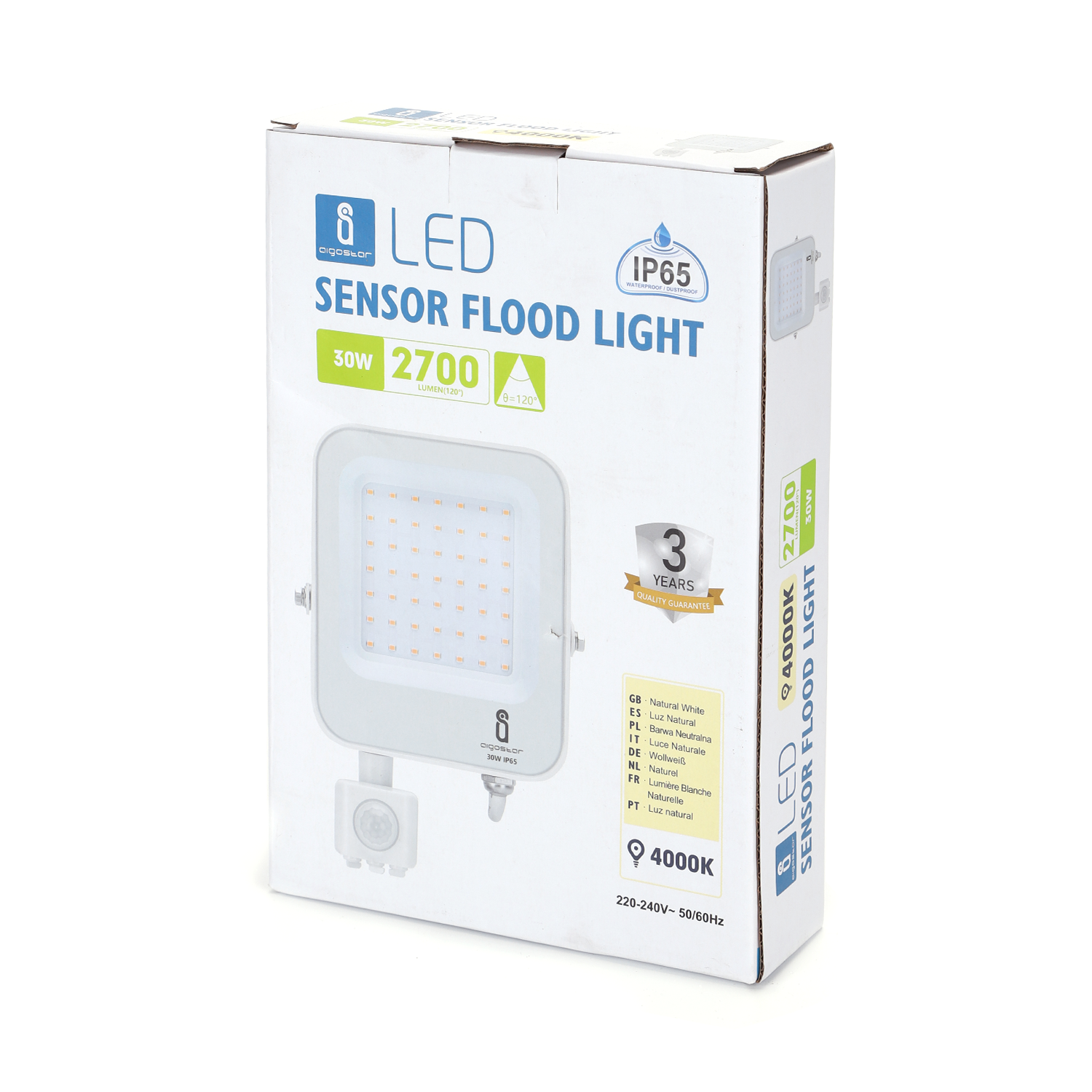 foco LED con sensor Blanco 30W