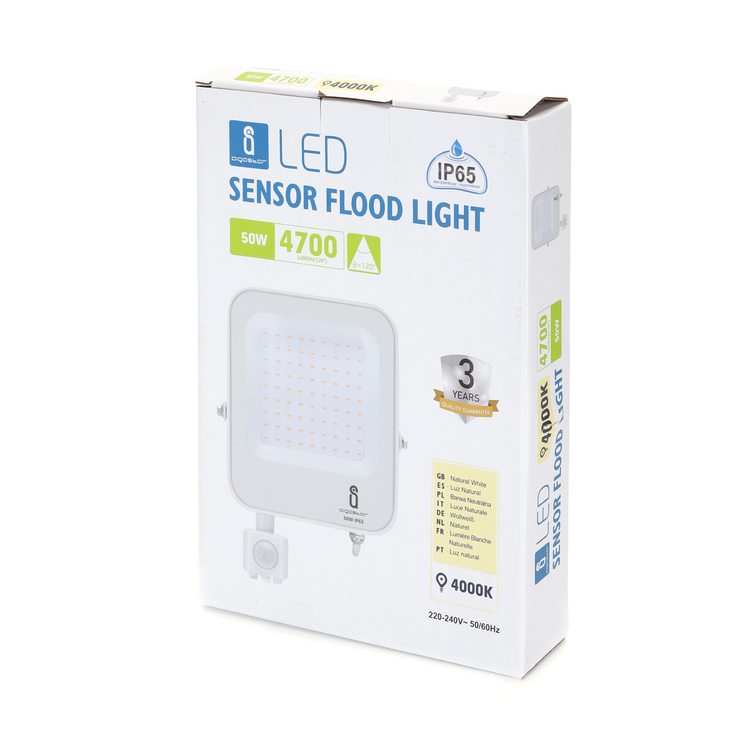 foco LED con sensor Blanco 50W