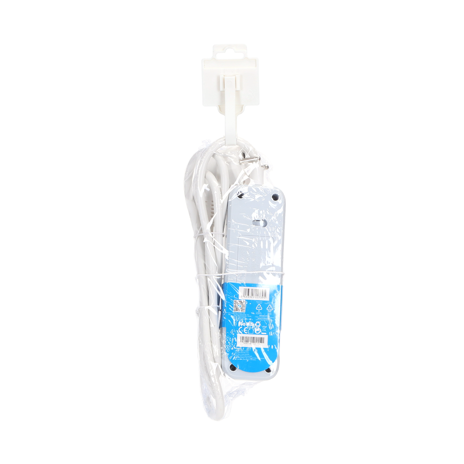 regleta alemana Serie L de 2 vías con interruptor, 1,5 m, 3G, 1,0 mm? blanca y gris