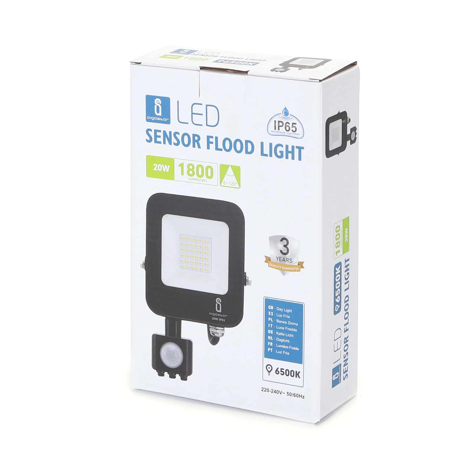 foco LED con sensor Negro 20W