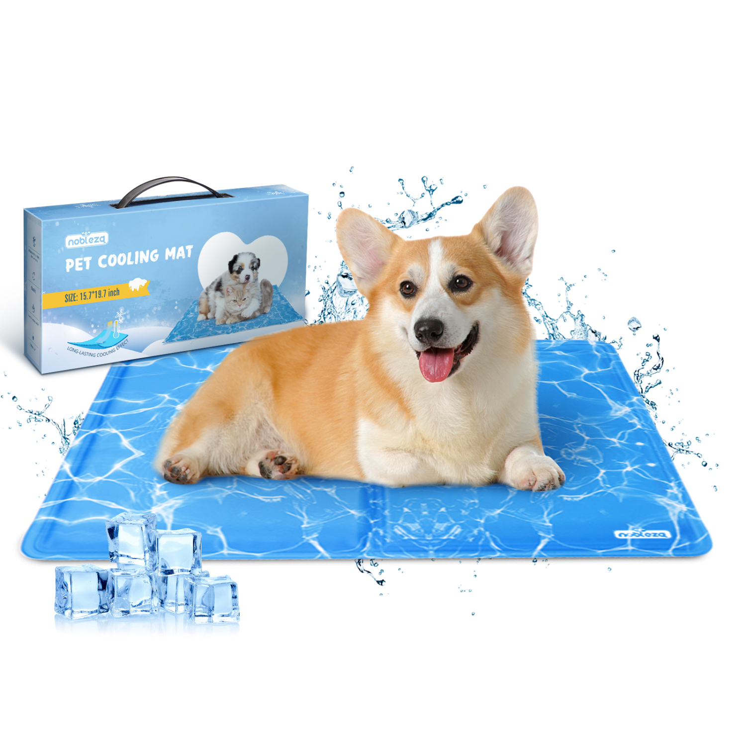 Nobleza Dog Cooling Mat, Durable Leakproof Cooling Pad for Medium Dogs Cats Puppy in Hot Summer Pressure Activated Gel Cooling Mat No Water or Electricity Needed 19.7