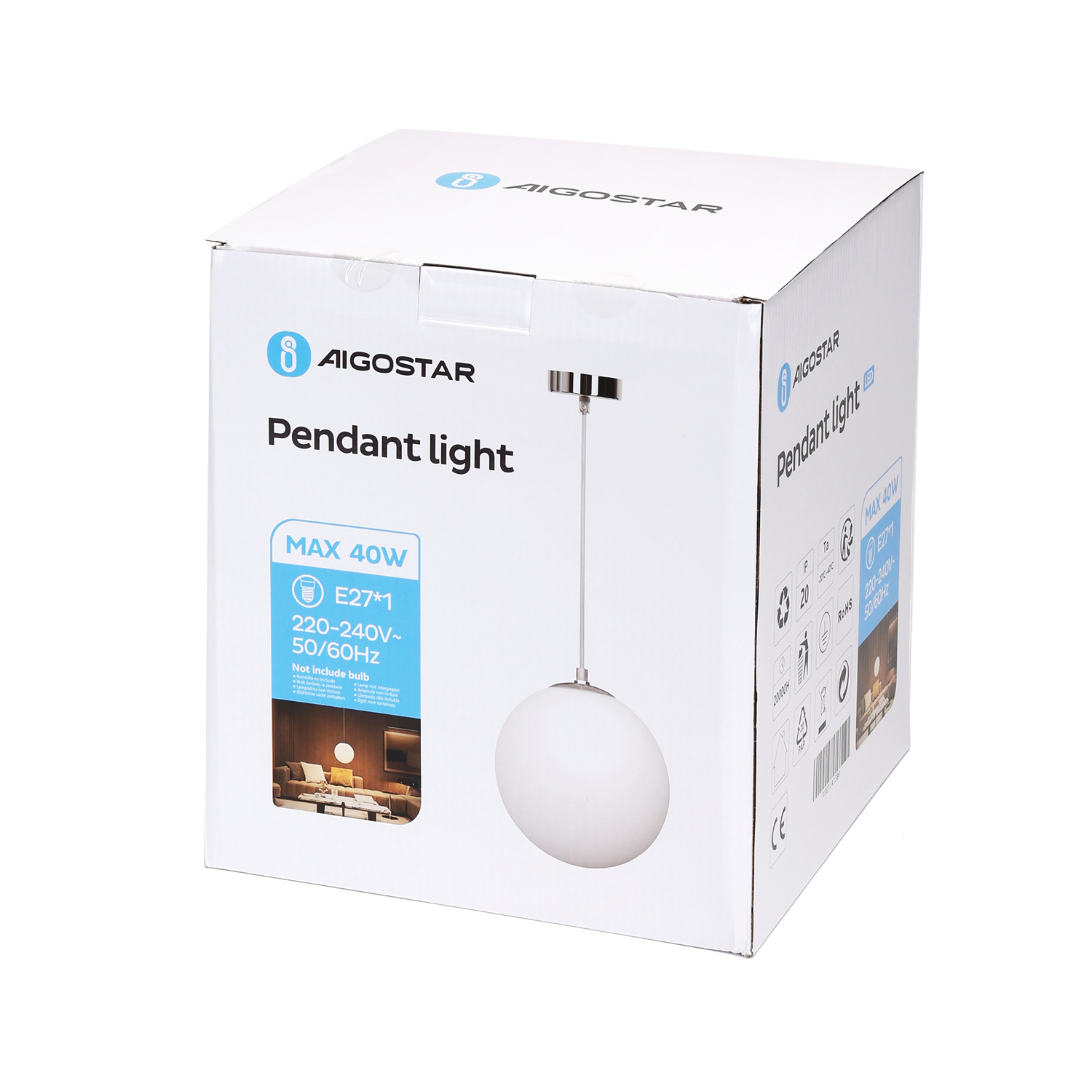 lámpara colgante con tulipa de cristal