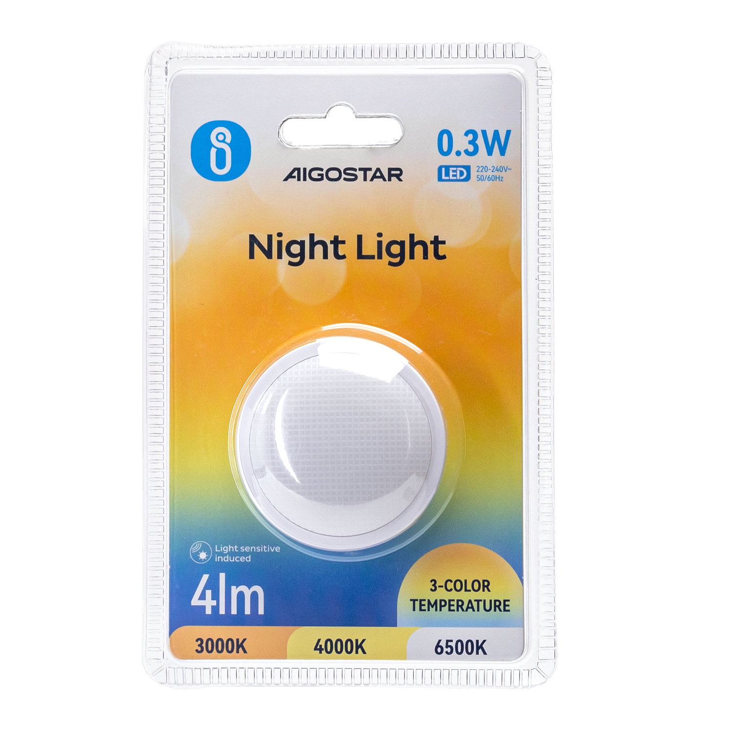 luz LED nocturna con sensor de día/noche 3000K/4000K/6500K 0.3W