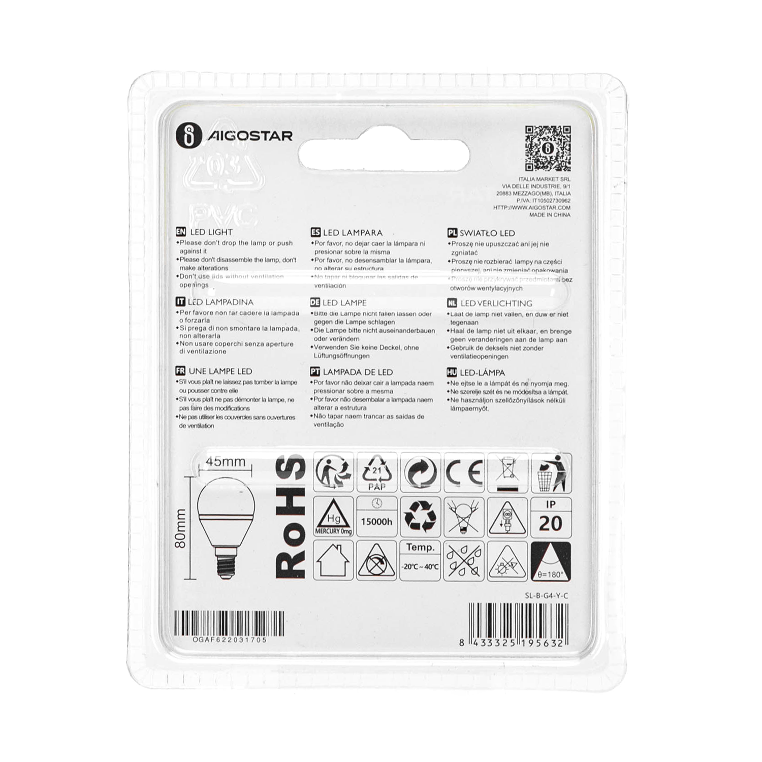 lED A5 G45  Luz Cálida  4w