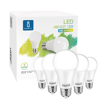 Aigostar Bombilla Led E27 Blanco Frio 6400K,12W Equivalente a 73W, 1020 Lúmenes,Bombillas Led A60, Ángulo 280º - Caja de 5 unidades