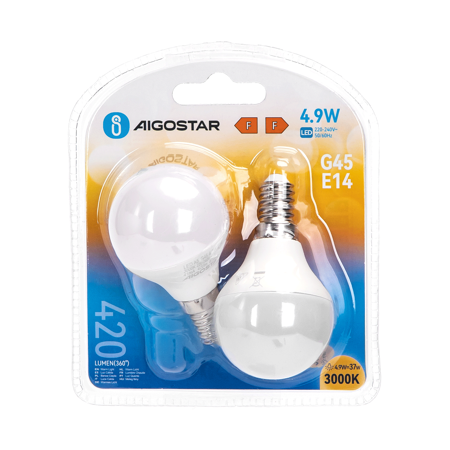 lED G45 E14 4.9W  Luz Cálida  4.9W