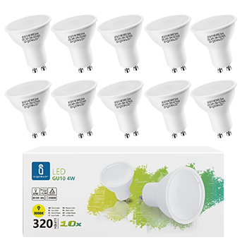 aigostar bombilla led 4w gu10 luz calida 3000k 320lm esmerilada no regulable - caja de 10 unidades