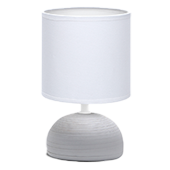 aigostar 196974- lampara de ceramica de mesa semioval gris cuerpo de diseno sencillo color gris pantalla de tela color blanco casquillo e14 perfecta para el salon dormitorio o recibidor