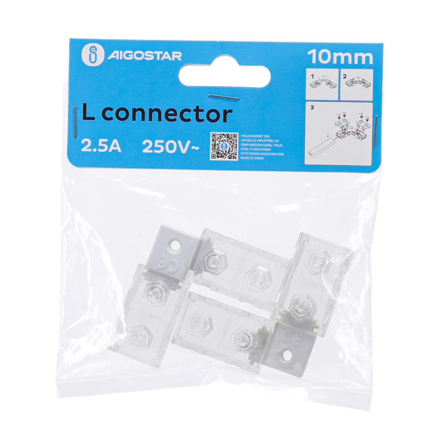 conector en L 2835 y 5050 10 mm