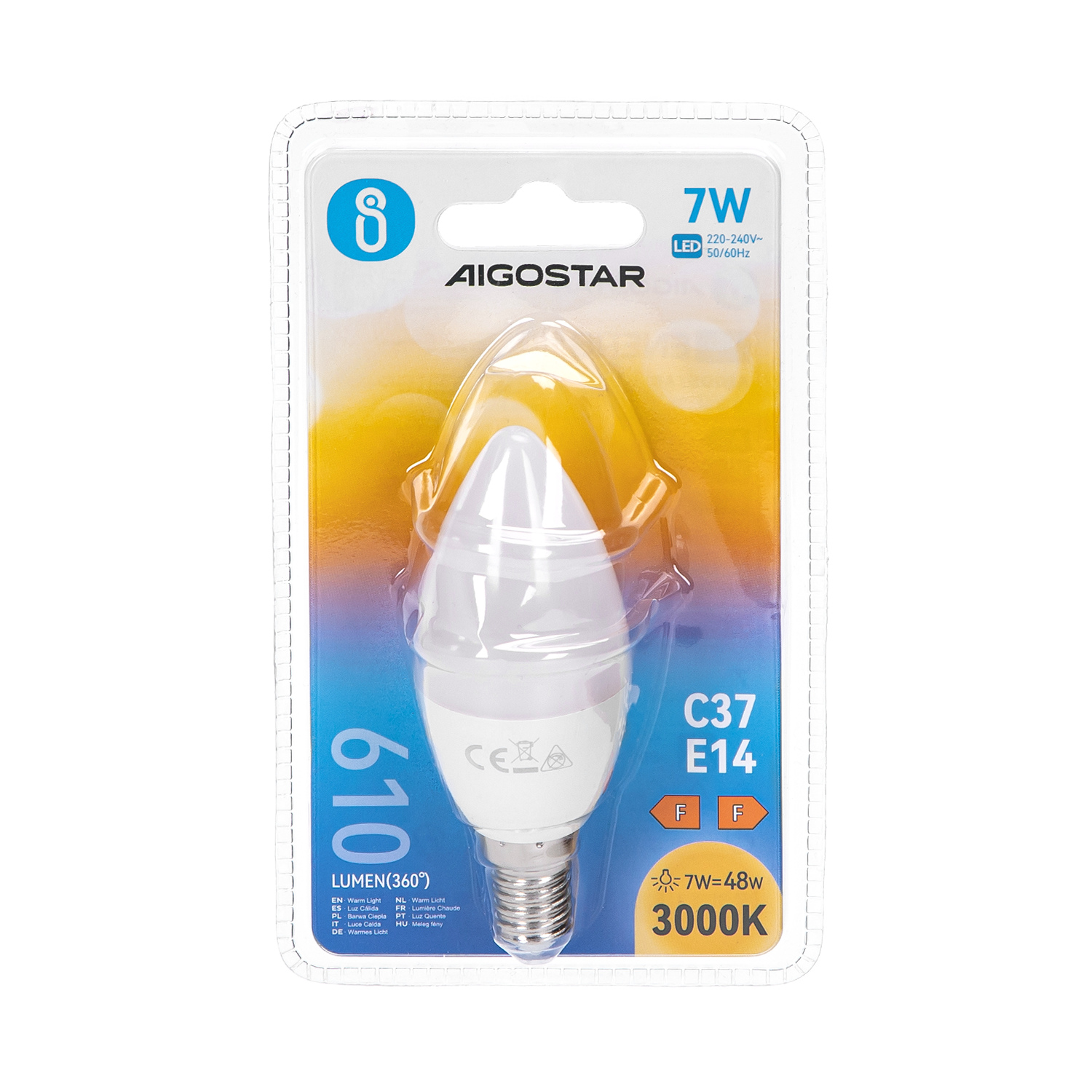lED C37 E14 7W  Luz Cálida  7W