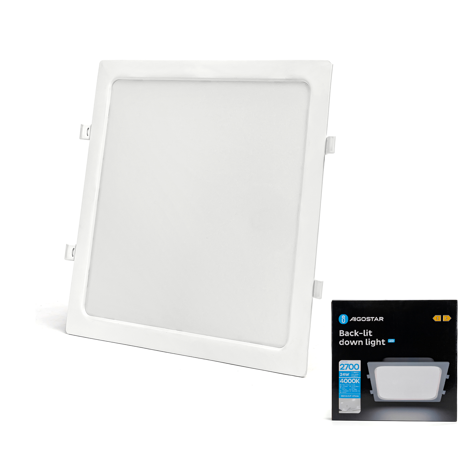 downlight E6 LED empotrable cuadrado 24W luz natural