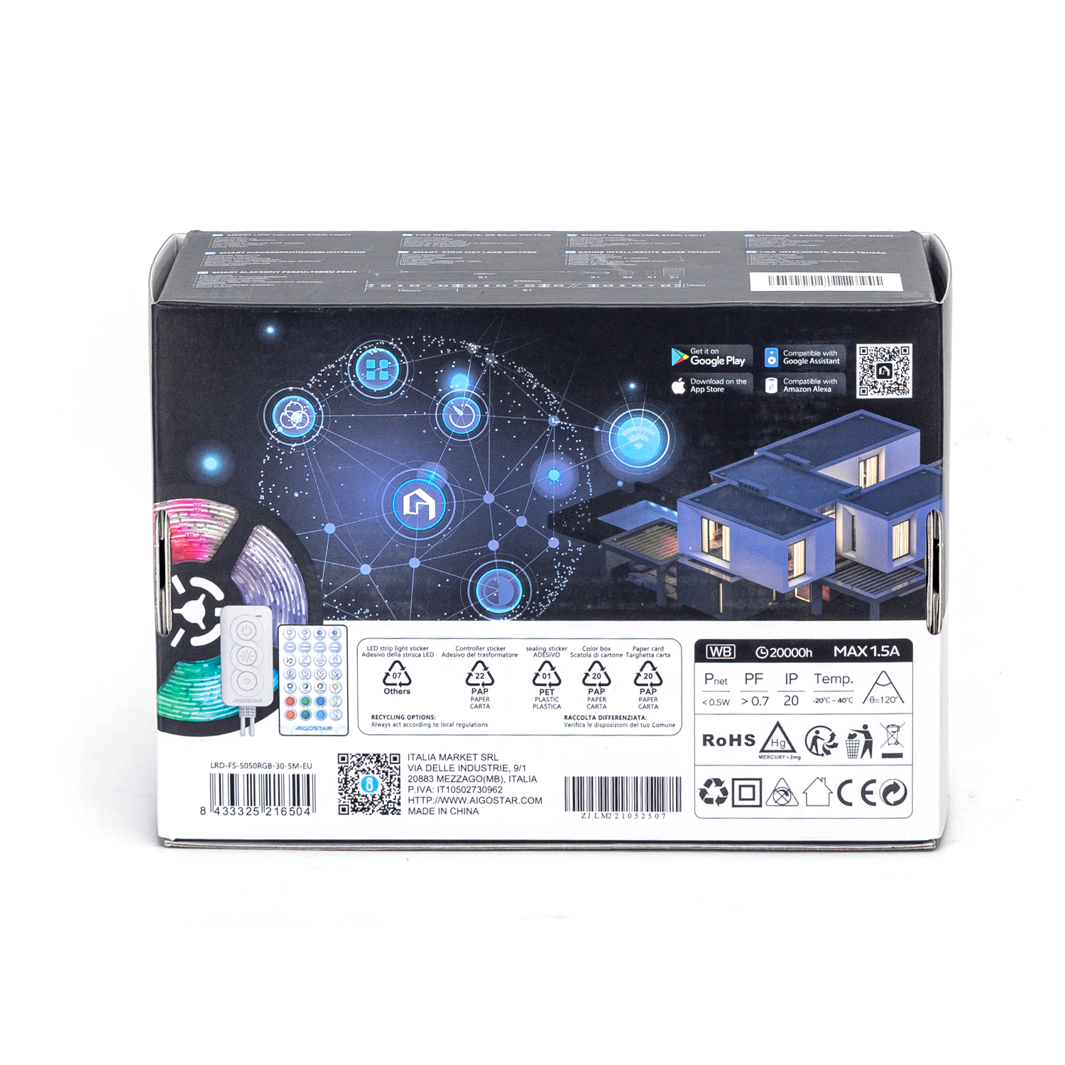 tira de luz inteligente WiFi de bajo voltaje WB 18 W 1 x 5 m