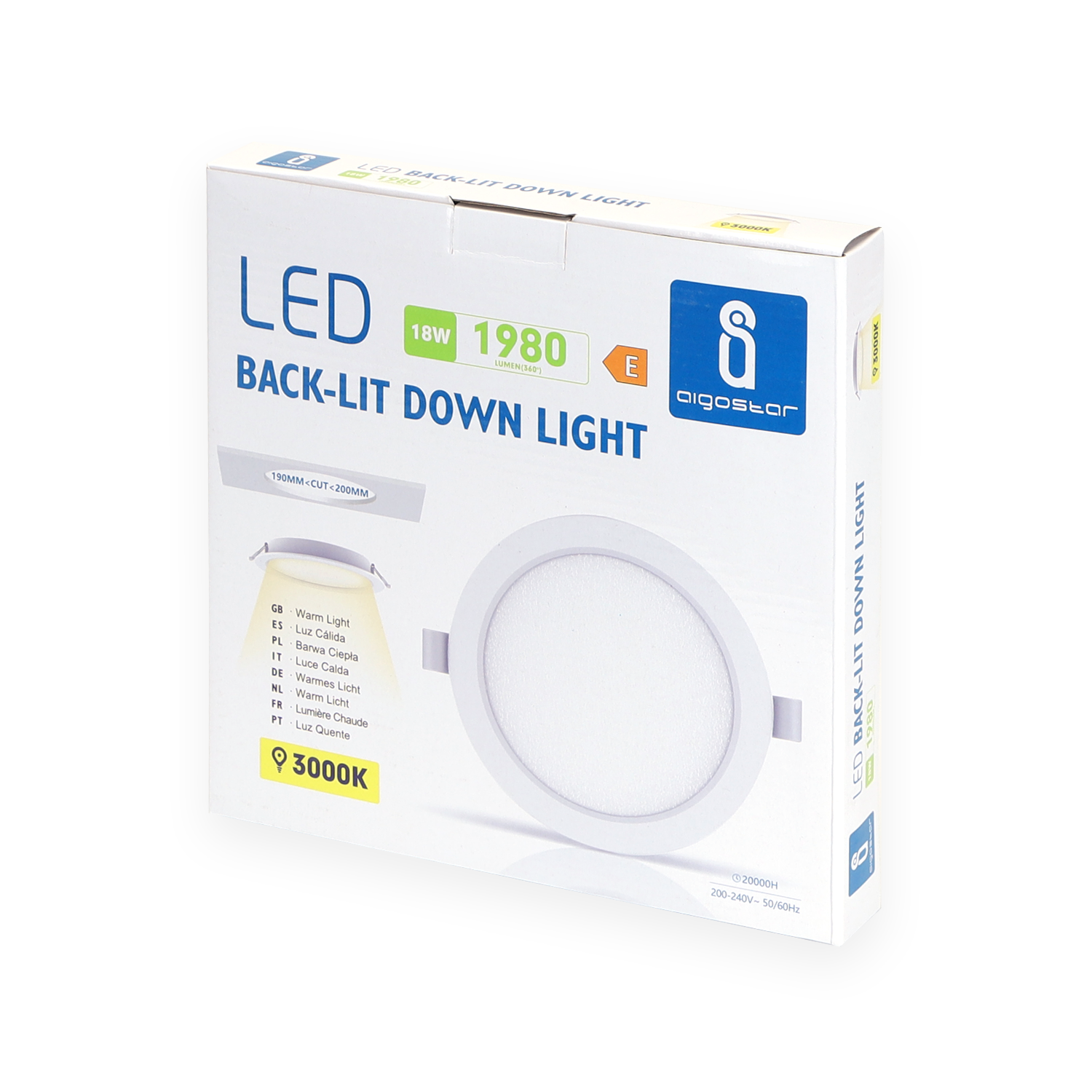 downlight E6 LED empotrable redondo 18W Luz cálida