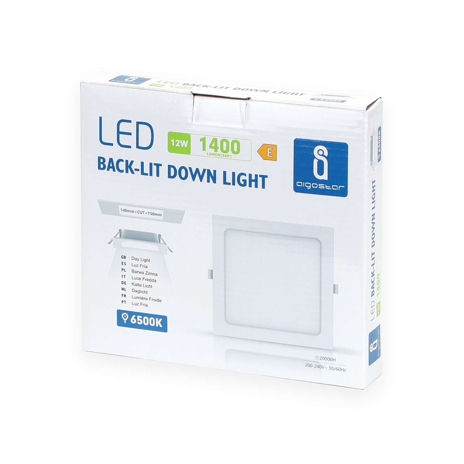 downlight E6 LED empotrable cuadrado 12W Luz blanca