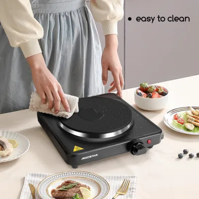 Fornello Elettrico Portatile Aigostar Gem - Piastra In Ghisa Da 18,3cm, 1500W, 5 Livelli Di Temperatura, Anti-Surriscaldamento - Foto 7