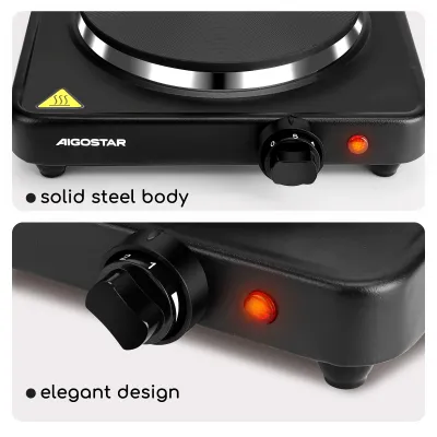 Fornello Elettrico Portatile Aigostar Gem - Piastra In Ghisa Da 18,3cm, 1500W, 5 Livelli Di Temperatura, Anti-Surriscaldamento - Foto 6