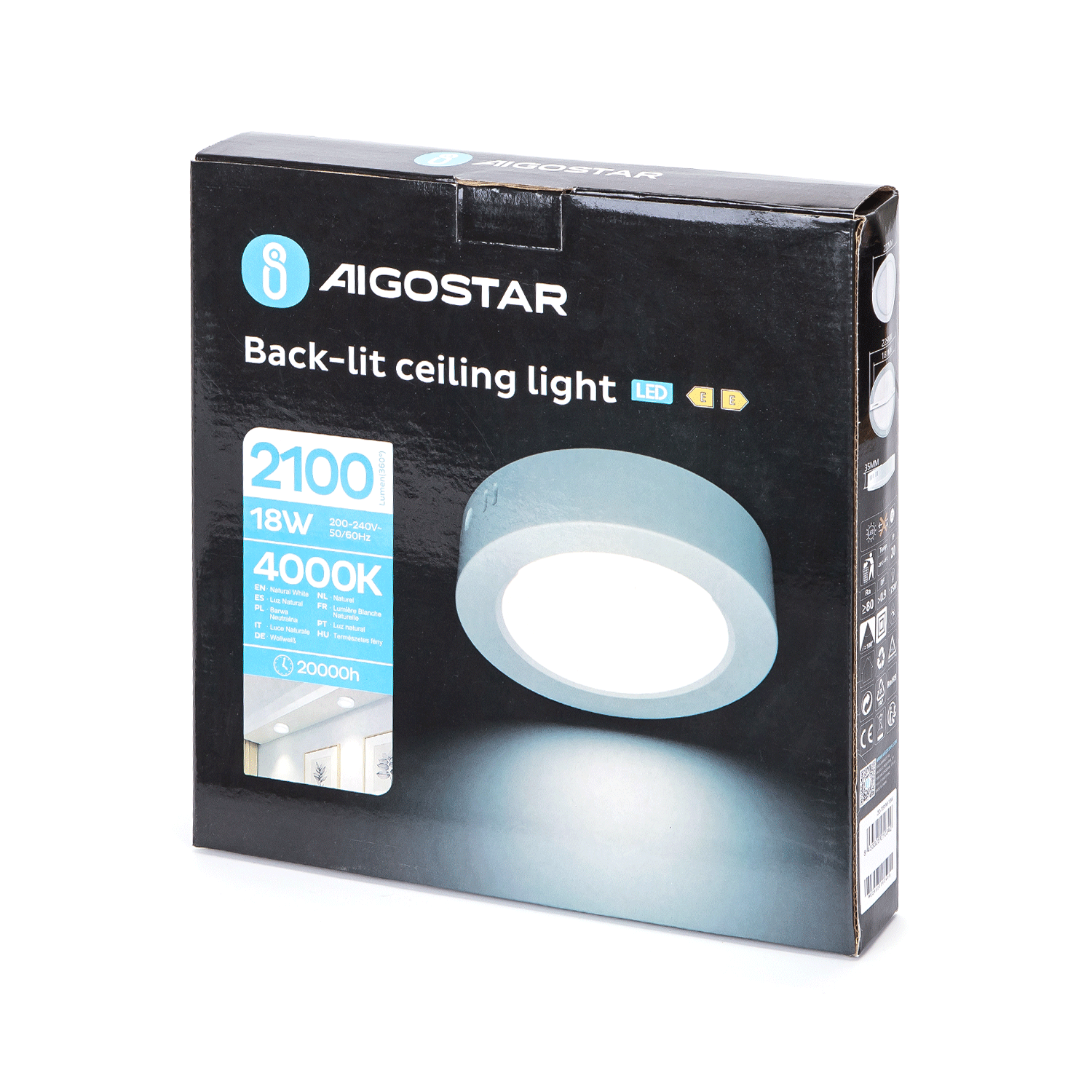 downlight E6 LED de superficie redondo 18W Luz natural