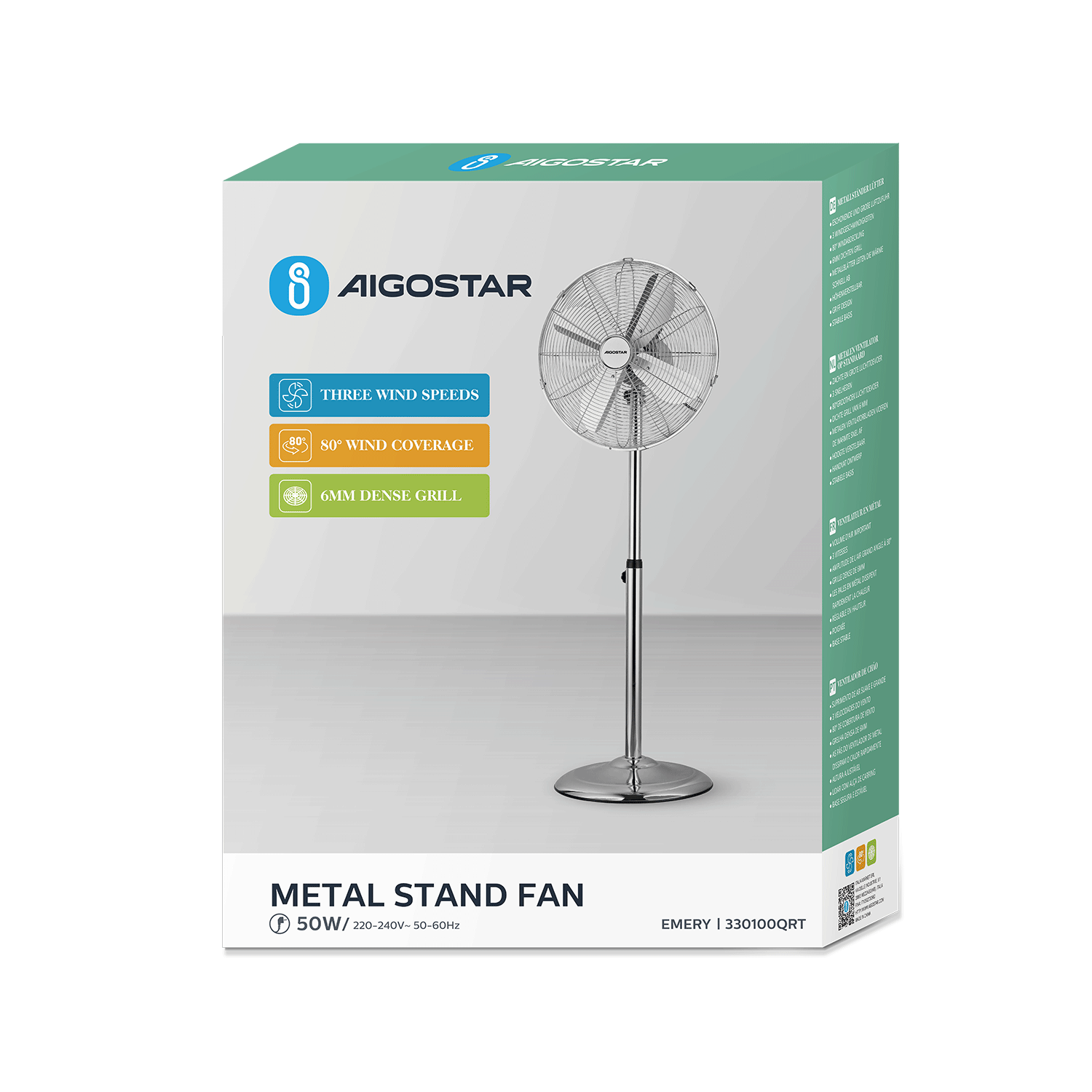 ventilador de pie de metal mecánico de 16 pulgadas