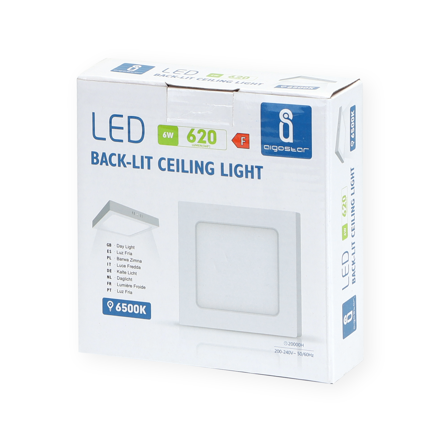 downlight E6 LED de superficie cuadrado 6W Luz blanca