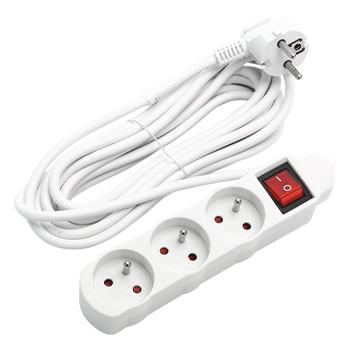 aigostar regleta alargador de 3 tomas con interruptor y proteccion infantil 5 m blanco 16a 250v