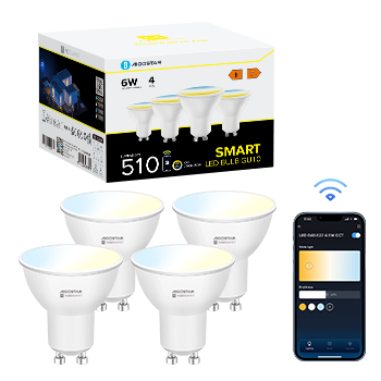 aigostar bombilla inteligente led gu10 sl2 bombillas alexa 6w bombilla wifi 2700k-6500k regulable conexion rapida compatible con google homealexa 4 unidades