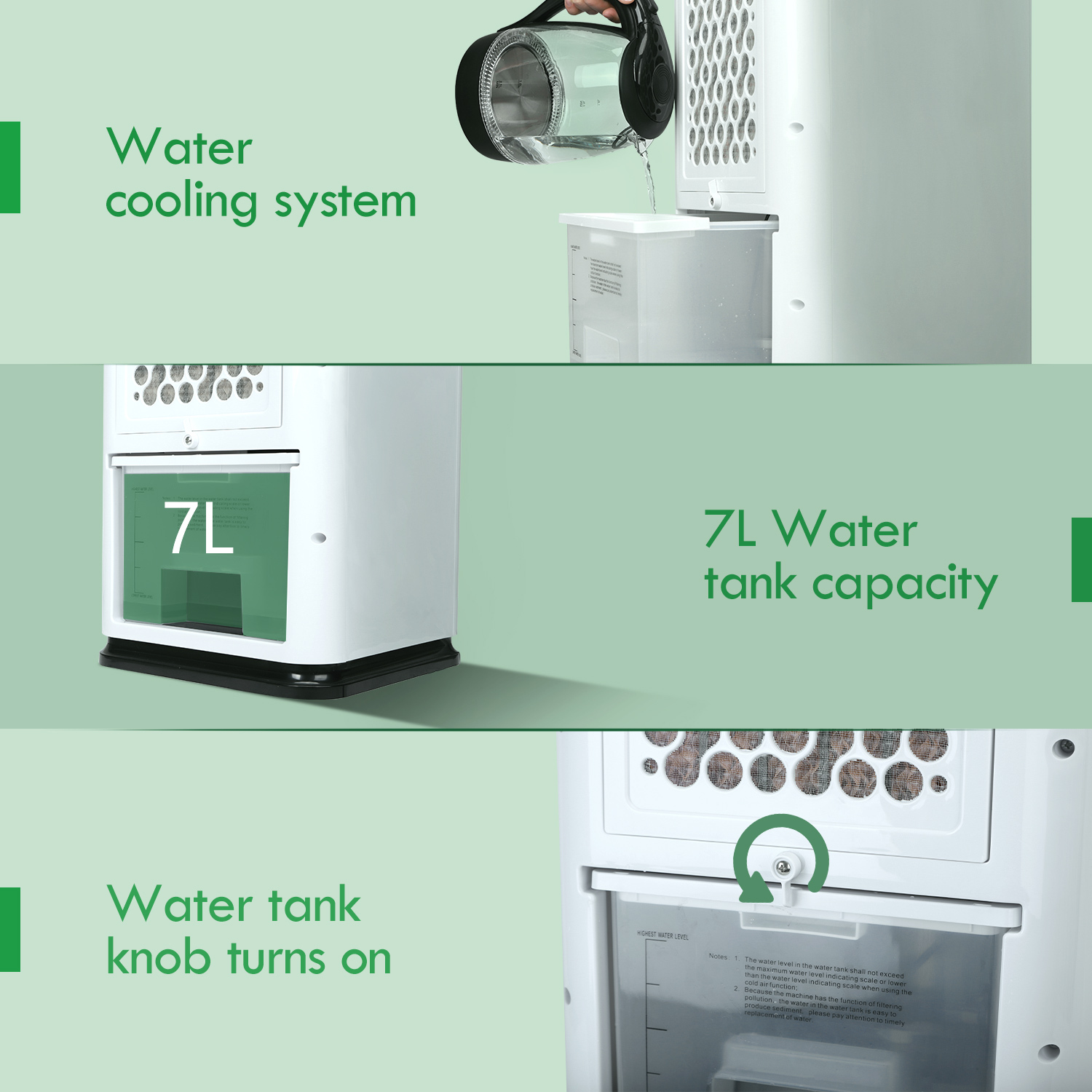 Aigostar 3in1 Air Cooler,Mobile Klimaanlage,Luftreiniger,Luftkühlerlüfter,Klima Ventilator mit Fernbedienung,7 Liter Kapazität,3 Geschwindigkeitsstufen(Weiß/Schwarz)