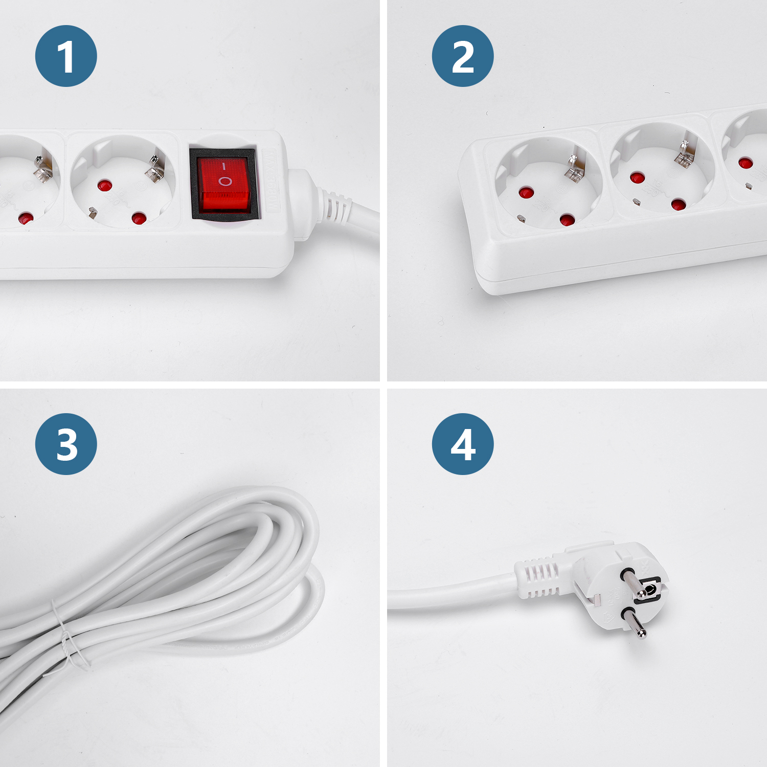Regleta De 3 Vías Sin Interruptor | Cable De 1.5 Metros Y 1.0 Mm² | Color Blanco Para Hogar Y Oficina Regleta De 3 Vías Sin Interruptor | Cable De 1.5 Metros Y 1.0 Mm² | Color Blanco Para Hogar Y Oficina
