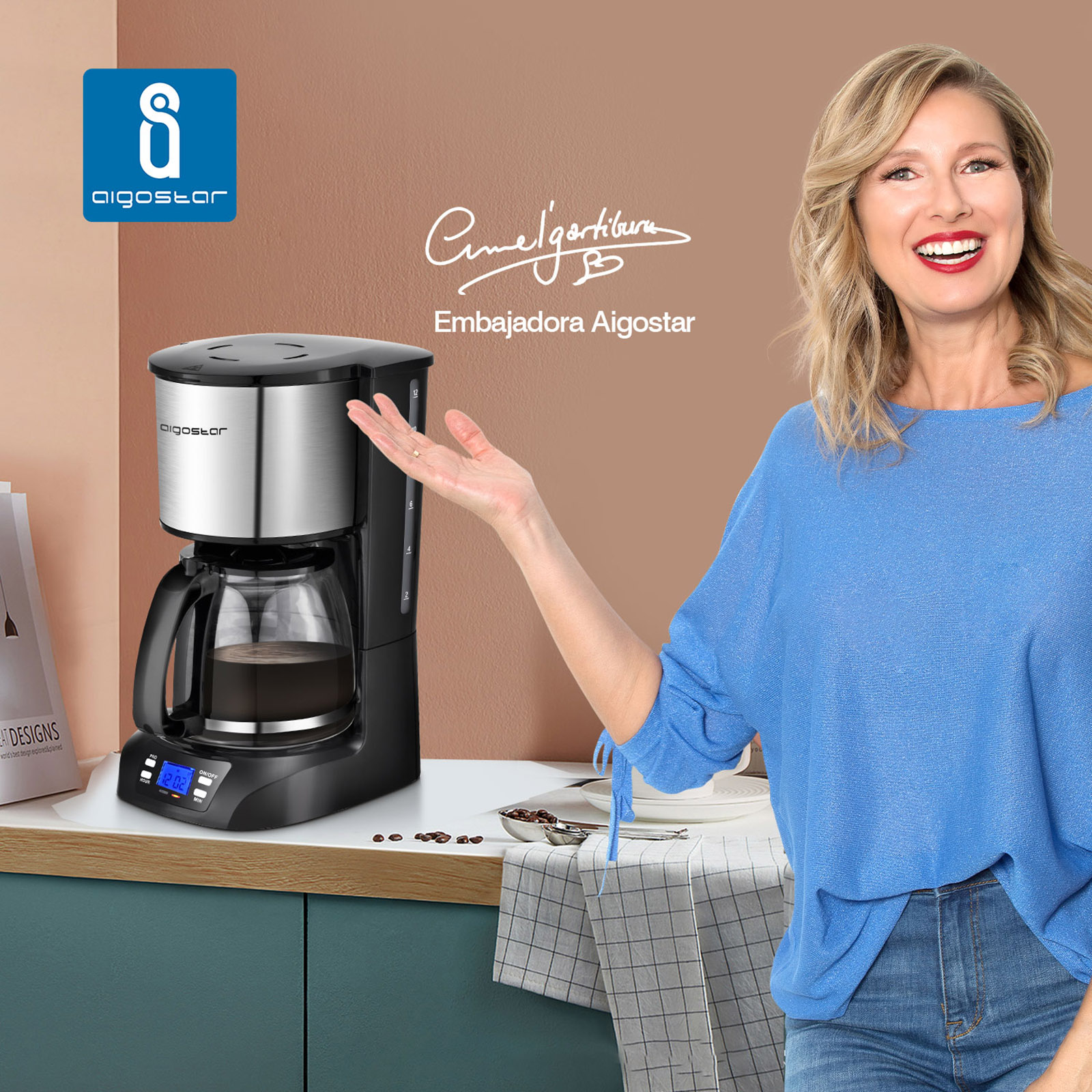 Aigostar Benno 30QUJ - Filter-Koffiezetapparaat/koffiezetapparaat filterkoffie - Zwart