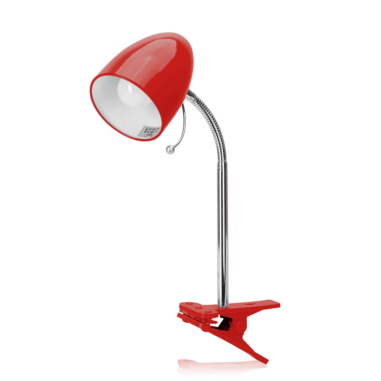 Aigostar - Tafellamp, beweegbaar, met bevestigingsklem, retro-design, E27(max 11W), Lampen niet inbegrepen, rood