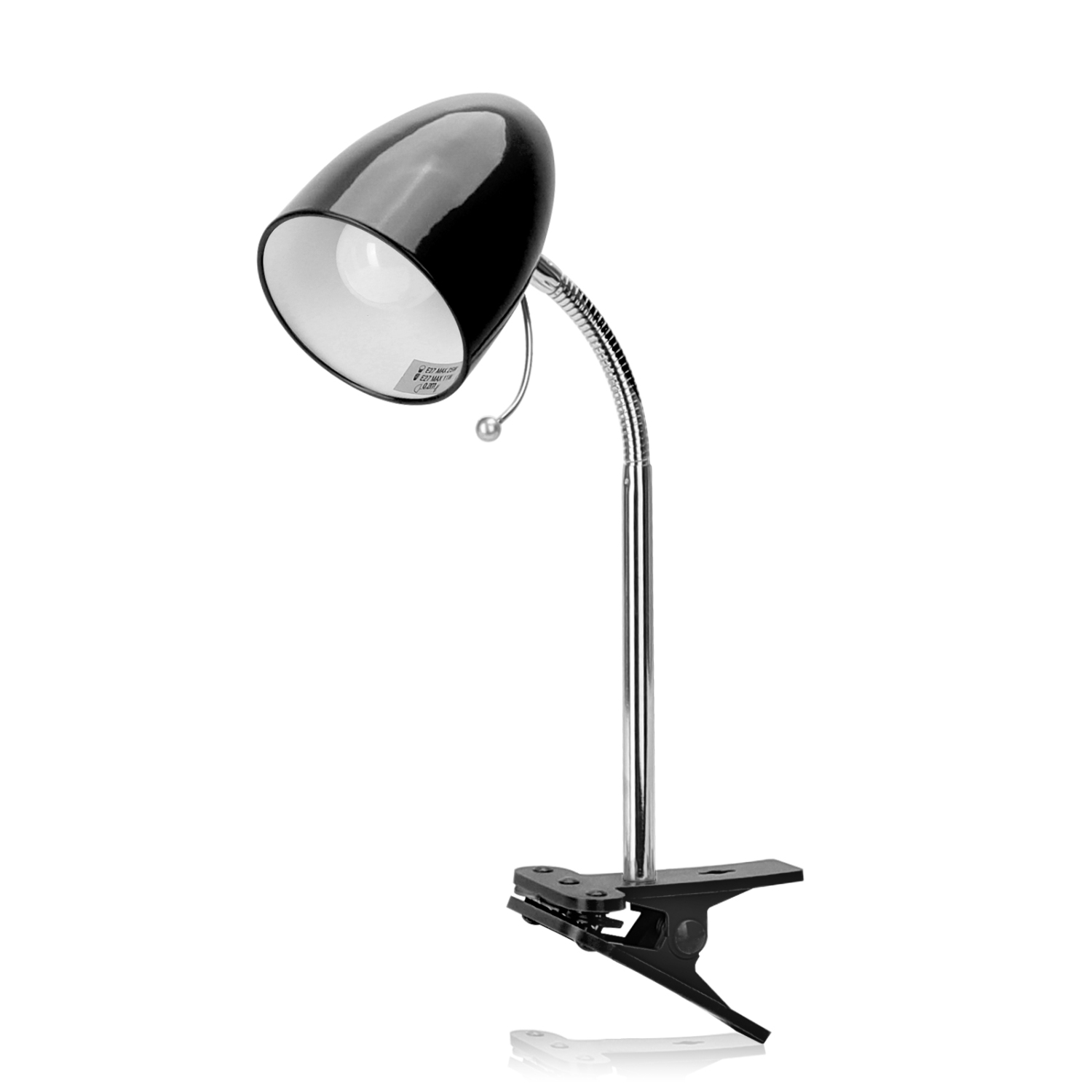 Aigostar - Tafellamp, beweegbaar, met bevestigingsklem, retro-design, E27(max 11W), Lampen niet inbegrepen, zwart