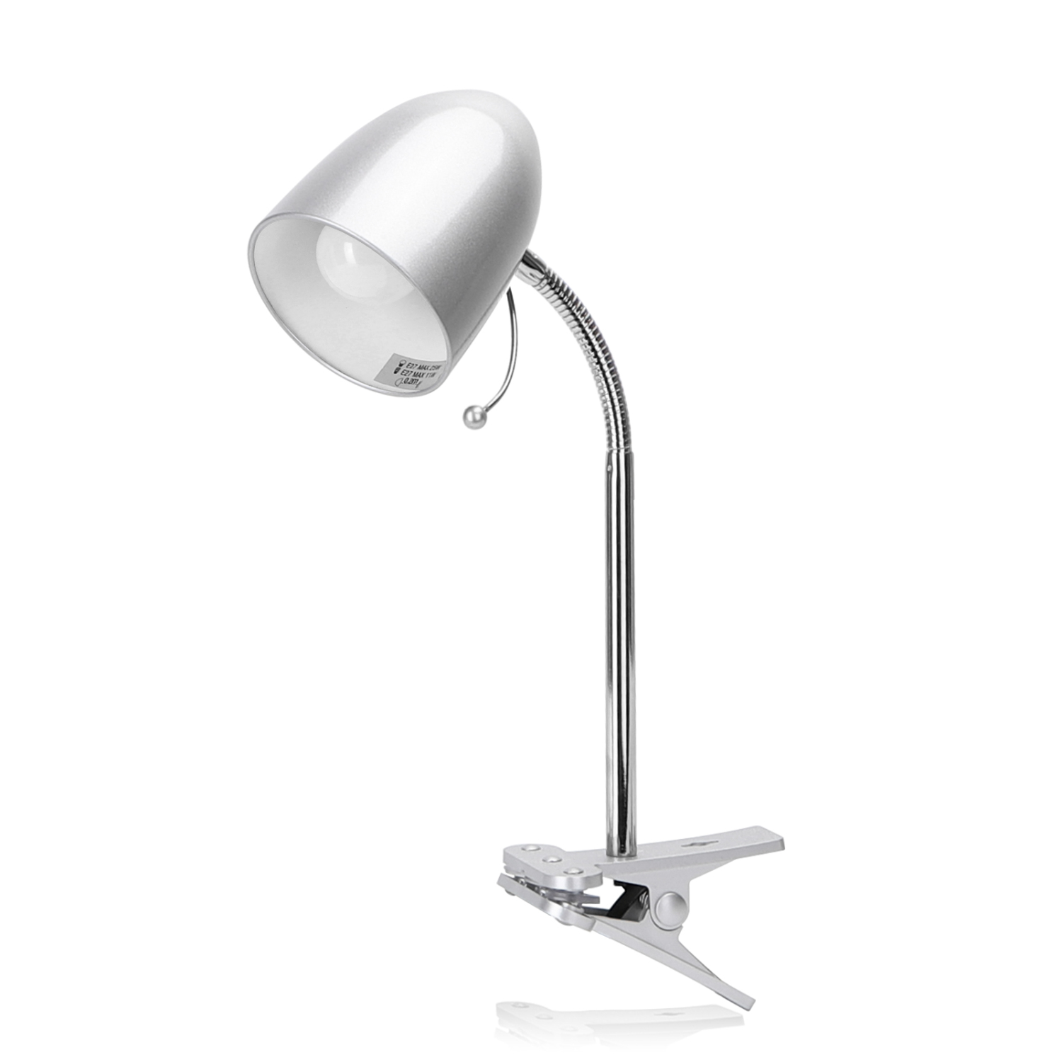 Aigostar - Tafellamp, beweegbaar, met bevestigingsklem, retro-design, E27(max 11W), Lampen niet inbegrepen, zilver