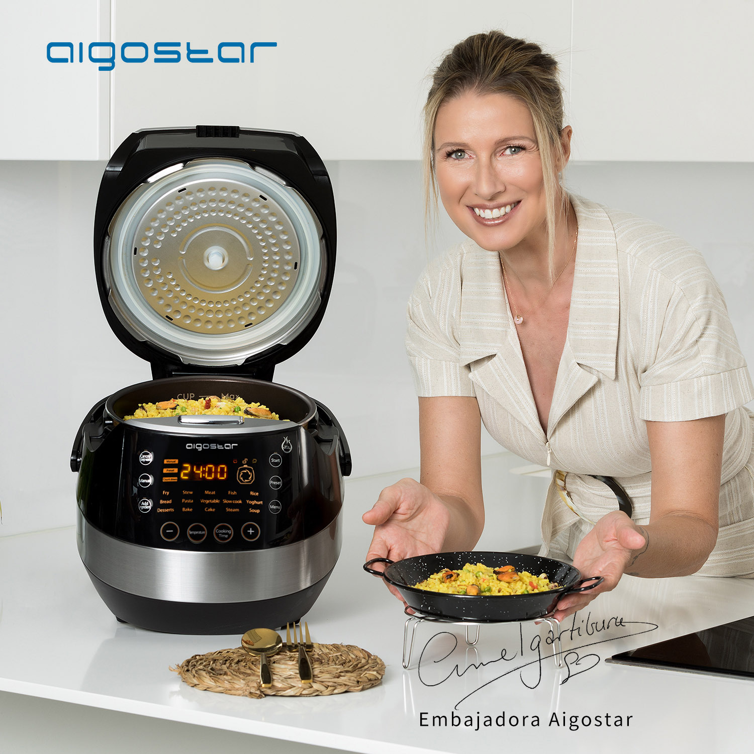 Aigostar Happy Chef 30IWY - Pressure Multicooker - Zwart/RVS