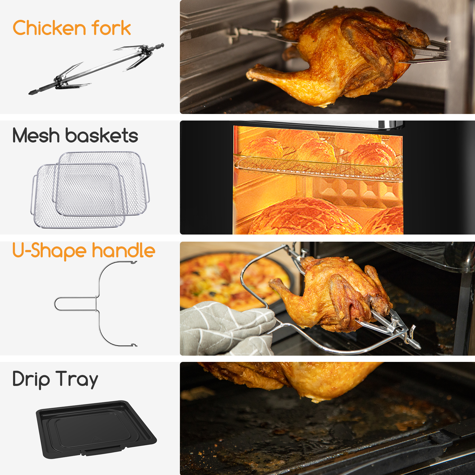 Freidora de Aire Sin Aciete con Horno y Grill 10 lt 1650w AG51 Master  Aigostar