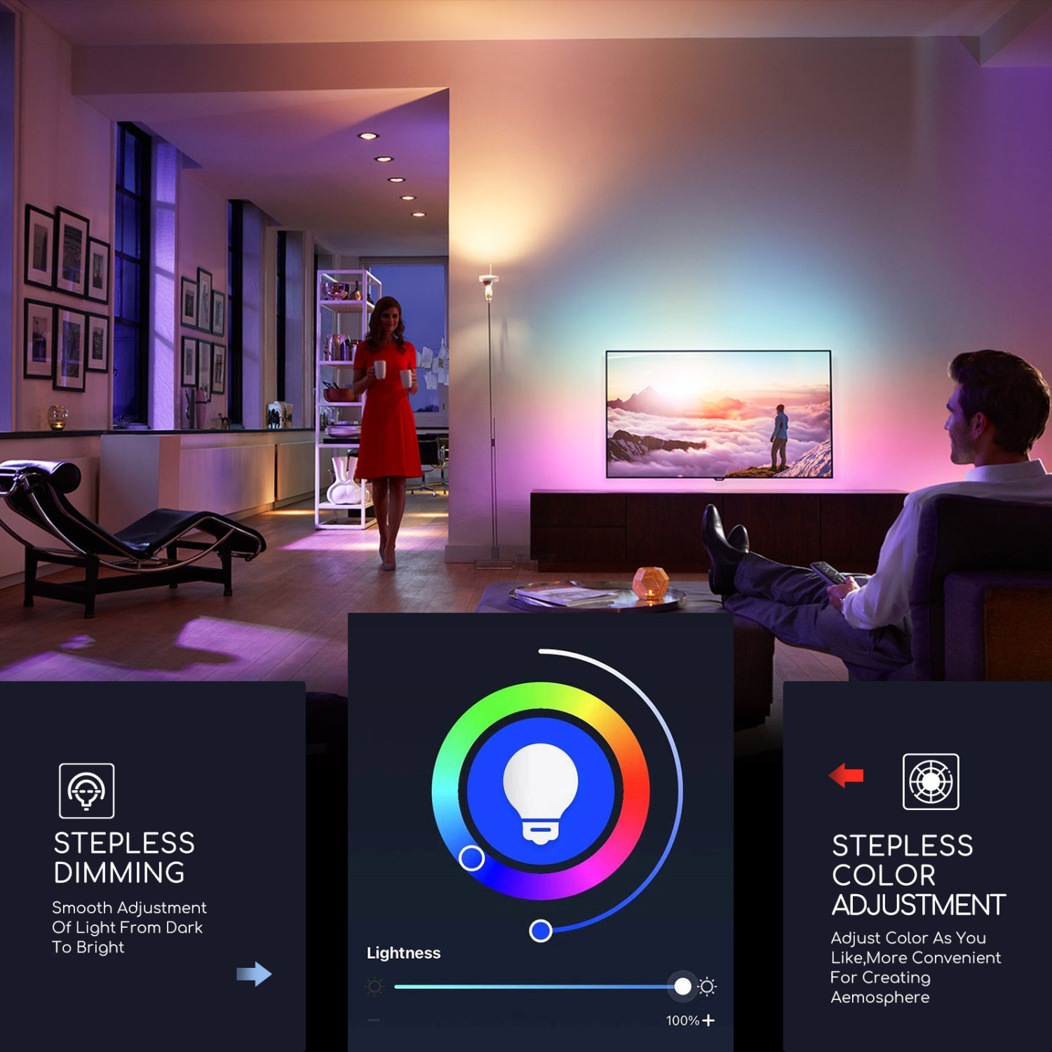 Aigostar Bombilla LED inteligente WiFi vela C37, 5W, E14 rosca fina, RGB + CCT. Regulable multicolor + luz cálida o blanca 3000 a 6500K, 350lm. Compatible Alexa y Google Home