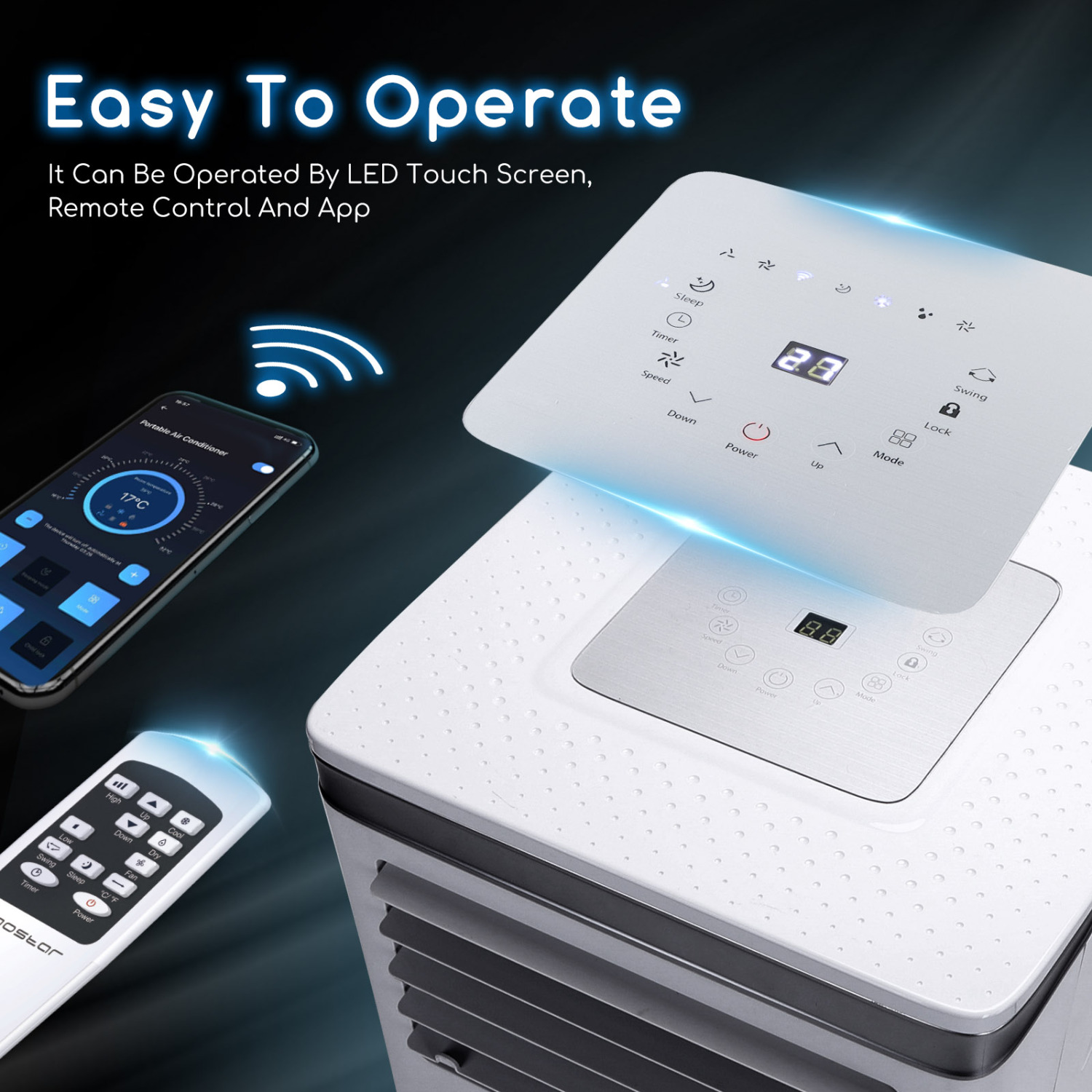 Aigostar Freeze Smart 33TUU - Mobiele airco - Airconditioning met Wifi en App - 9000 BTU - 3-in-1 - Wit
