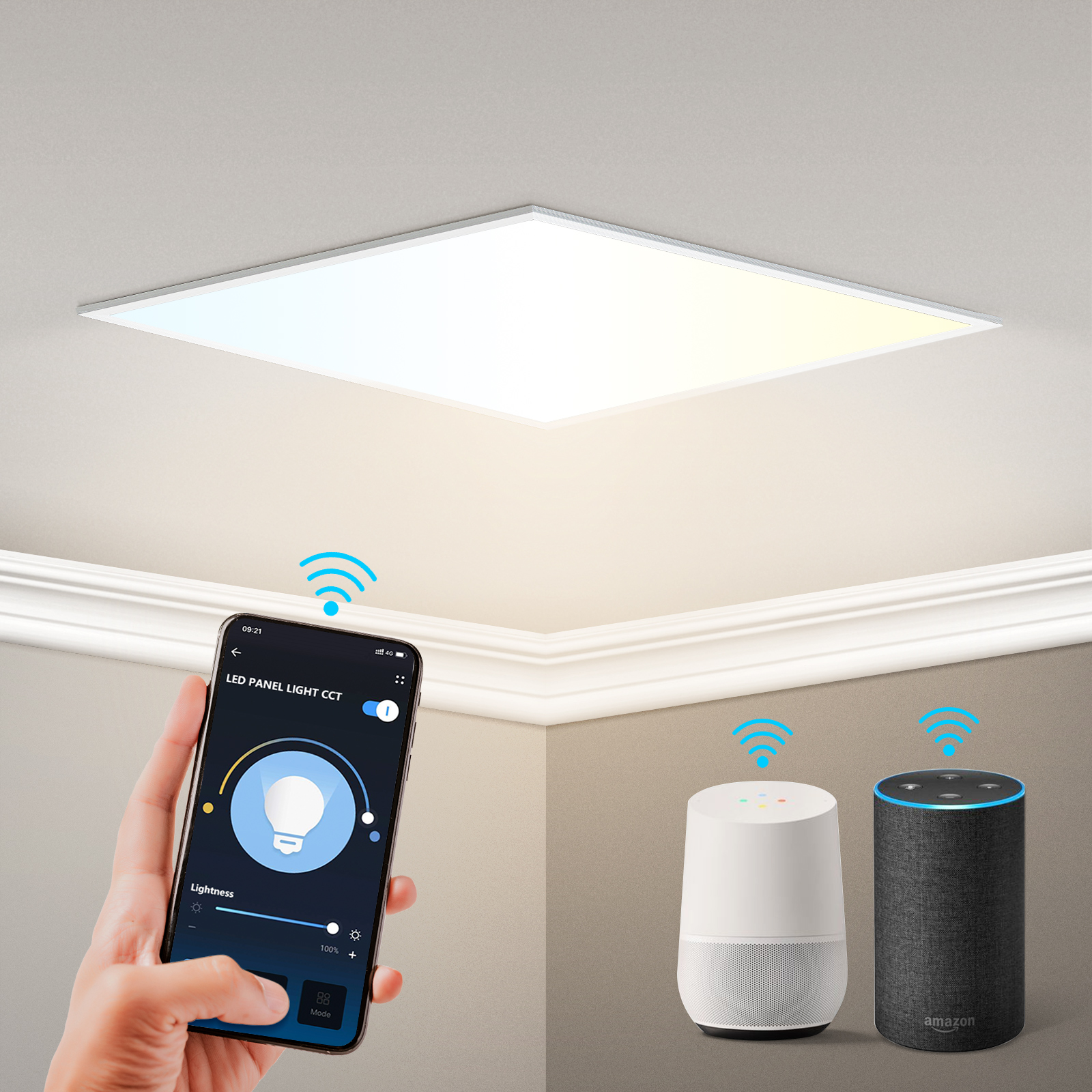 360lm Regulable de luz cálida a blanca 3000-6500K Aigostar Slim Downlight LED inteligente Wifi CCT Foco empotrable: 11,5 x 3,2 cm alto. Compatible Alexa y Google Home 6W Clase energética A + 