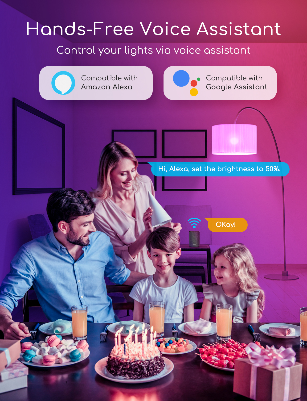 Aigostar Bombilla LED inteligente WiFi G45, 5W, E27 rosca gorda, RGB+CCT. Regulable multicolor + luz cálida o blanca 3000 a 6350K, 350lm. Compatible Alexa y Google Home [Clase energética A +]